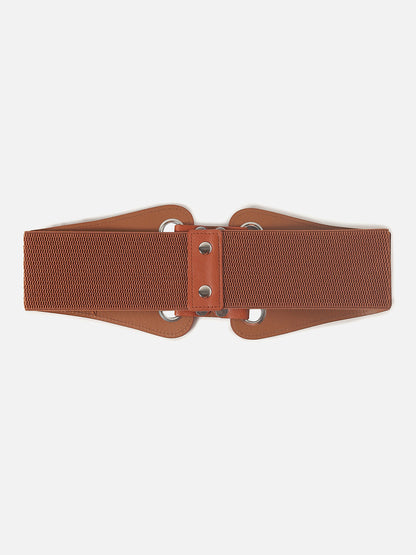 Tan Brown Solid Stretch Waist Belt