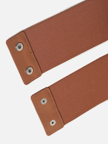 Tan Brown Solid Stretch Waist Belt