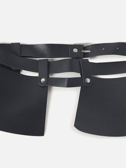 BLACK SOLID PEPLUM BELT