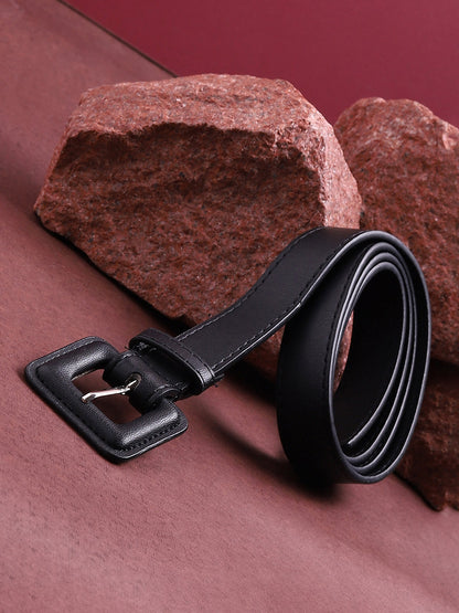Black Solid Buckle Belt