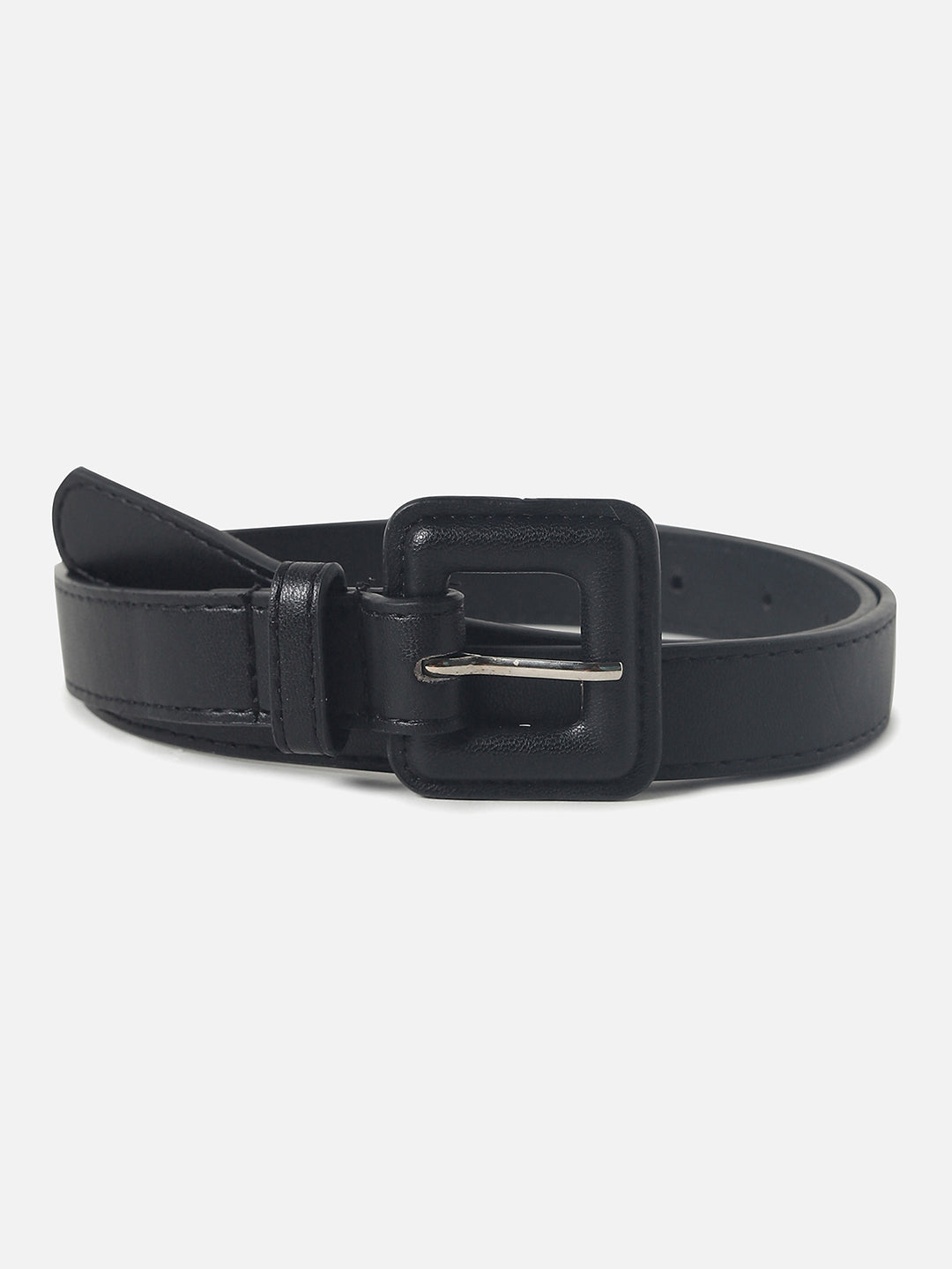 Black Solid Buckle Belt
