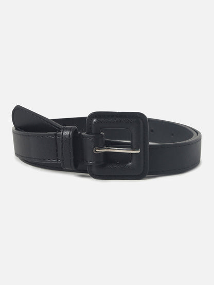 Black Solid Buckle Belt