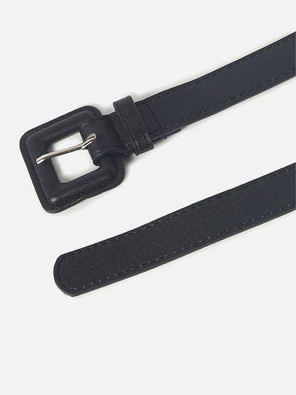 Black Solid Buckle Belt