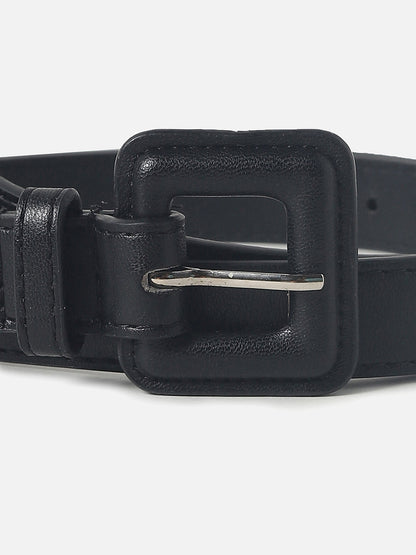 BLACK SOLID BUCKLE BELT