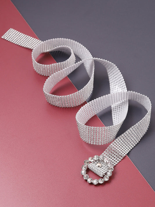 Silver Embellished Rhinestone Belt