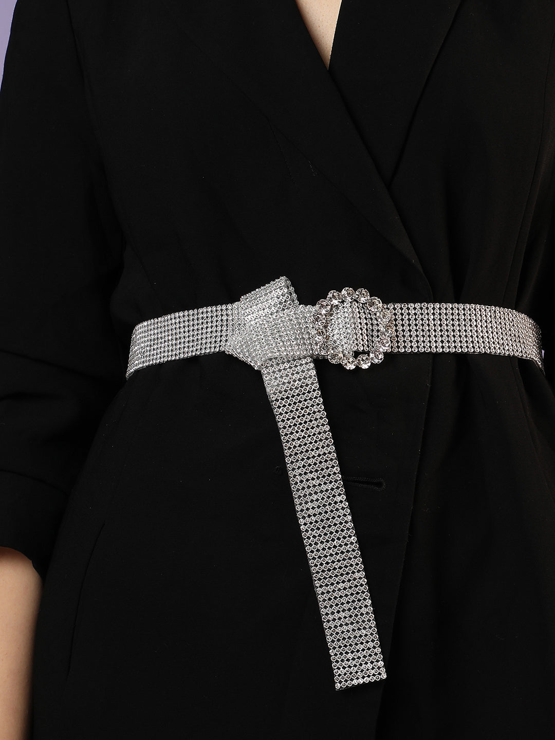 Silver Embellished Rhinestone Belt