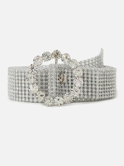 Silver Embellished Rhinestone Belt