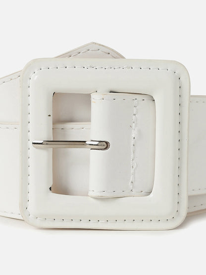 WHITE SOLID BUCKLE BELT