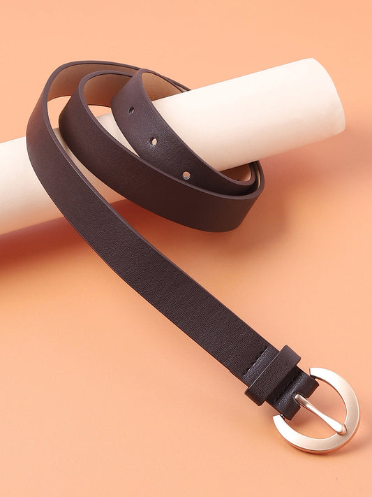 Dark Brown Solid Buckle Belt