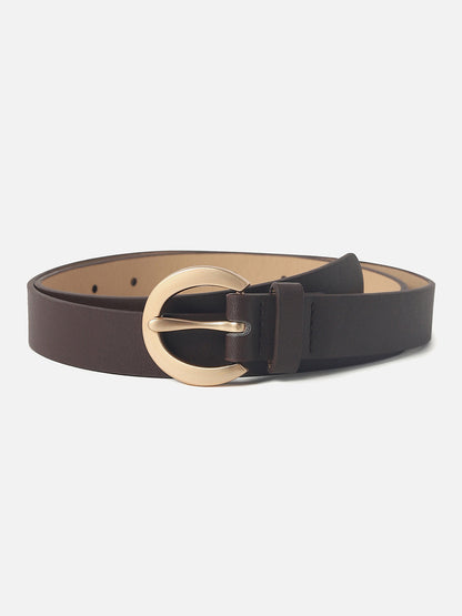 Dark Brown Solid Buckle Belt