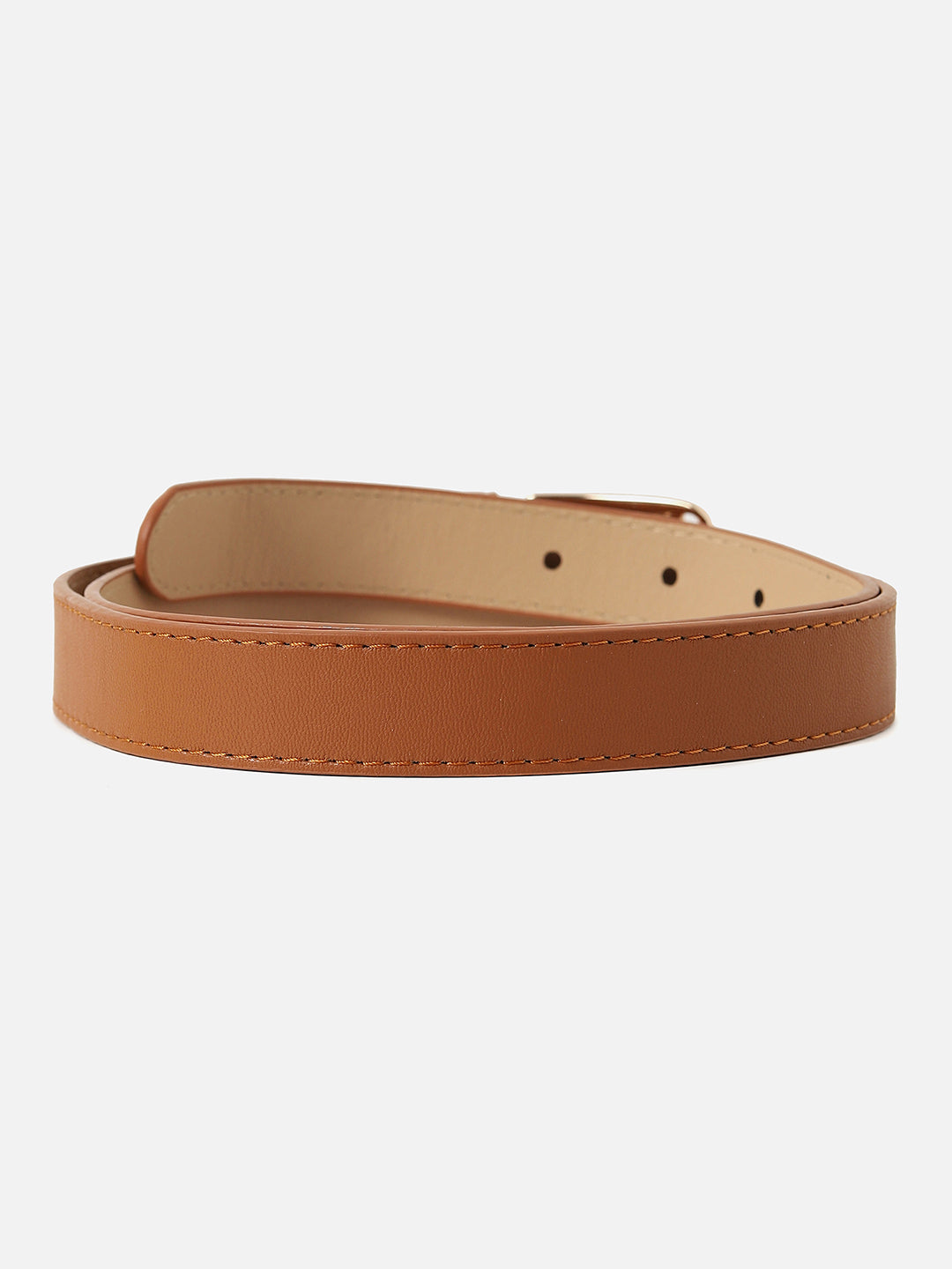 Tan Brown Solid Buckle Belt