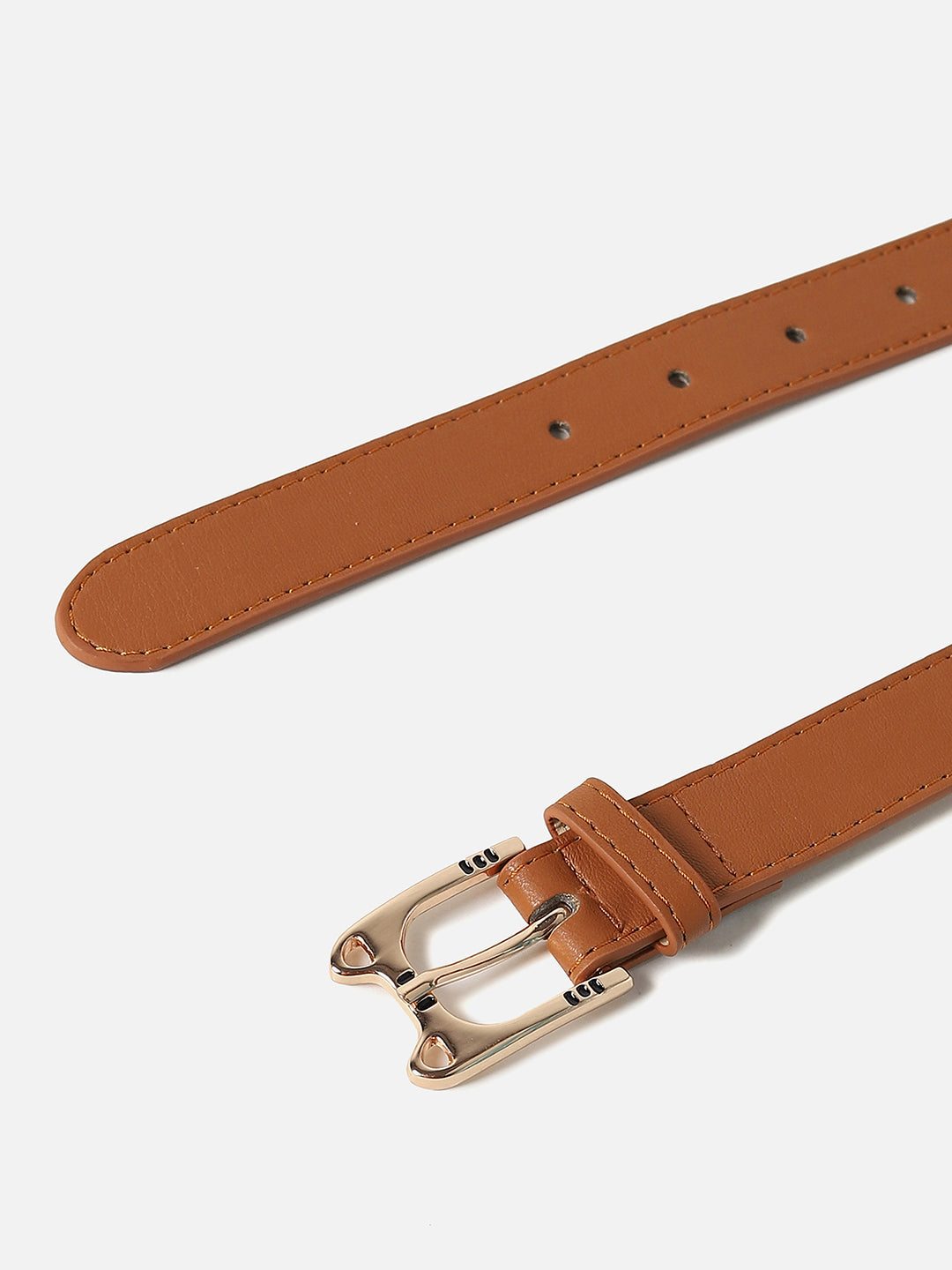 Tan Brown Solid Buckle Belt