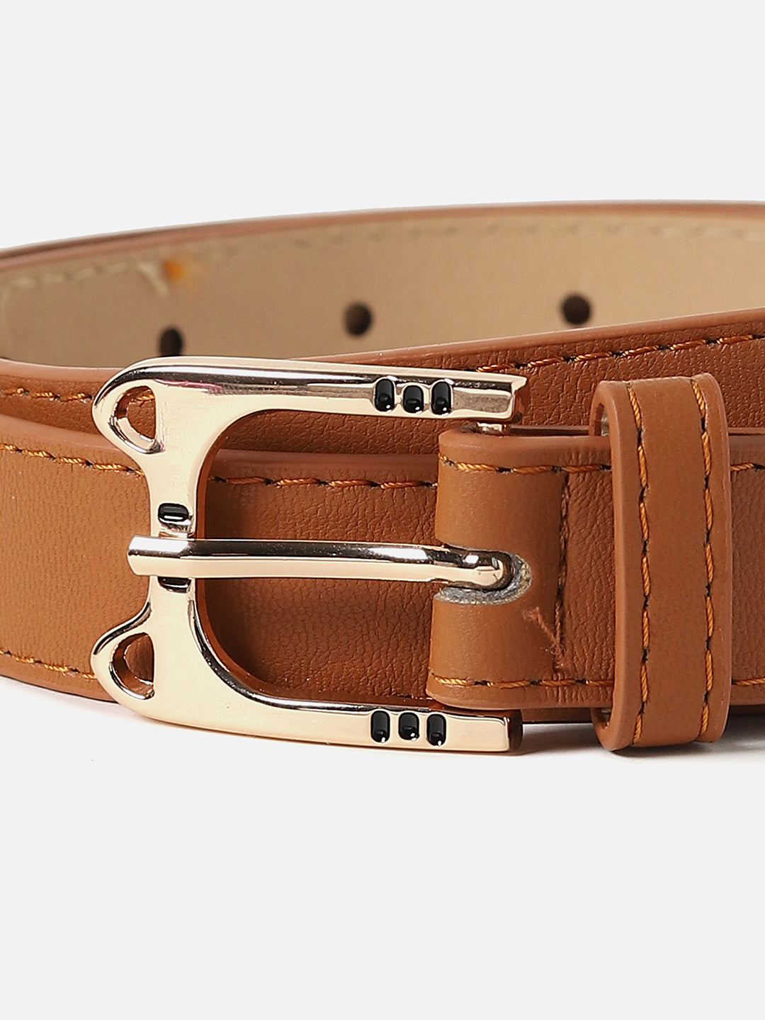 TAN BROWN SOLID BUCKLE BELT