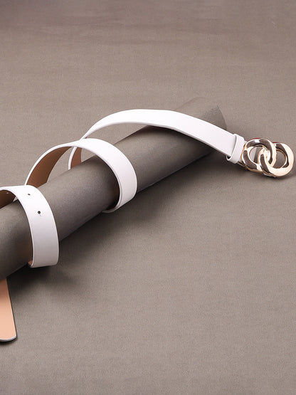 White Solid Metal Detail Belt