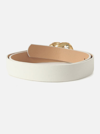 White Solid Metal Detail Belt