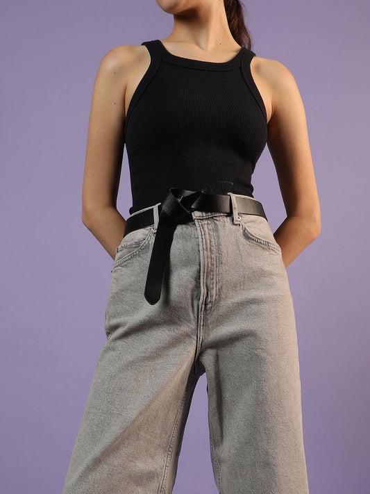 Black Solid Twist Belt