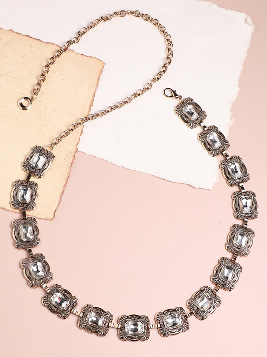 Silver Textured Waist Belt