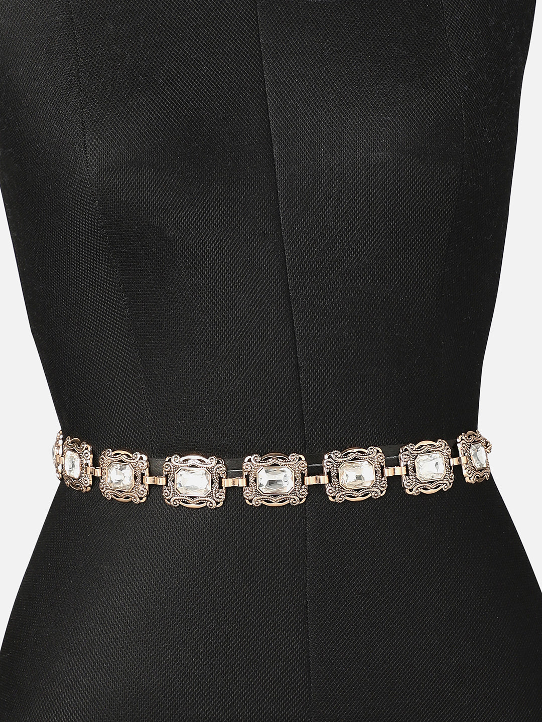 Silver Textured Waist Belt