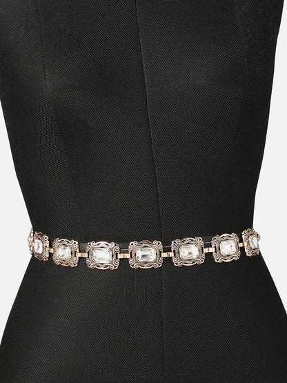 Silver Textured Waist Belt