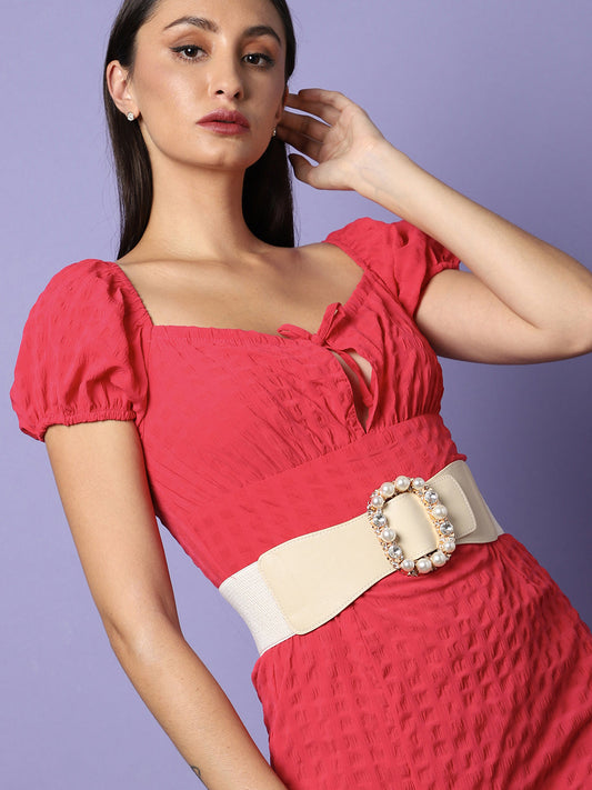 White Solid Waist Belt