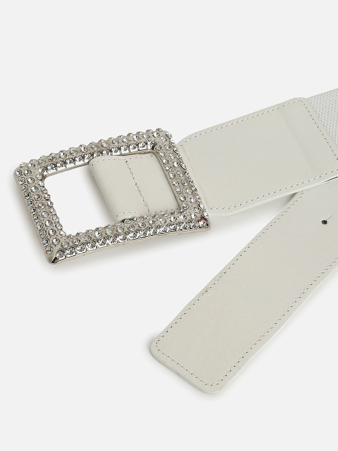 WOMEN WHITE SOLID WAIST BELT