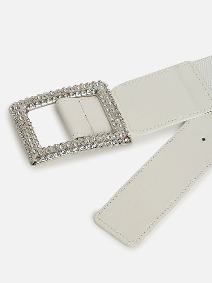 WOMEN WHITE SOLID WAIST BELT