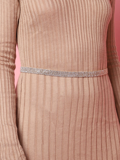 Silver Textured Waist Belt