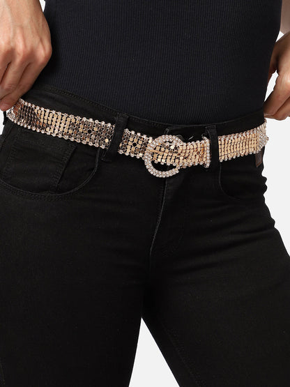 Gold Textured Waist Belt