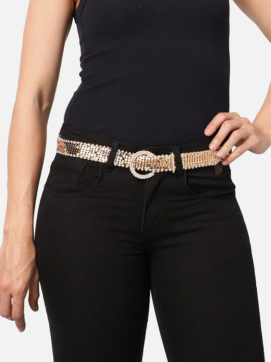 Gold Textured Waist Belt