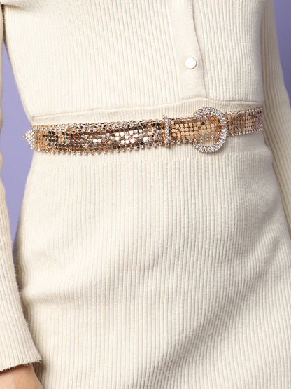 Gold Textured Waist Belt