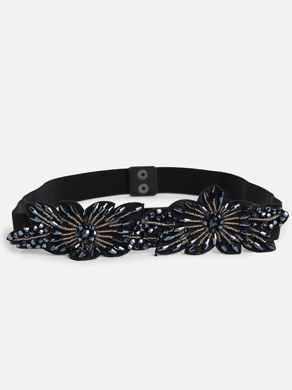 Black Textured Waist Belt