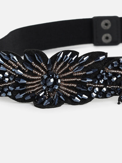 Black Textured Waist Belt