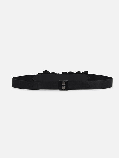 WOMEN BLACK TEXTURED WAIST BELT