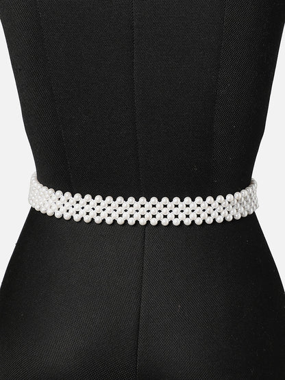 WOMEN WHITE SOLID WAIST BELT