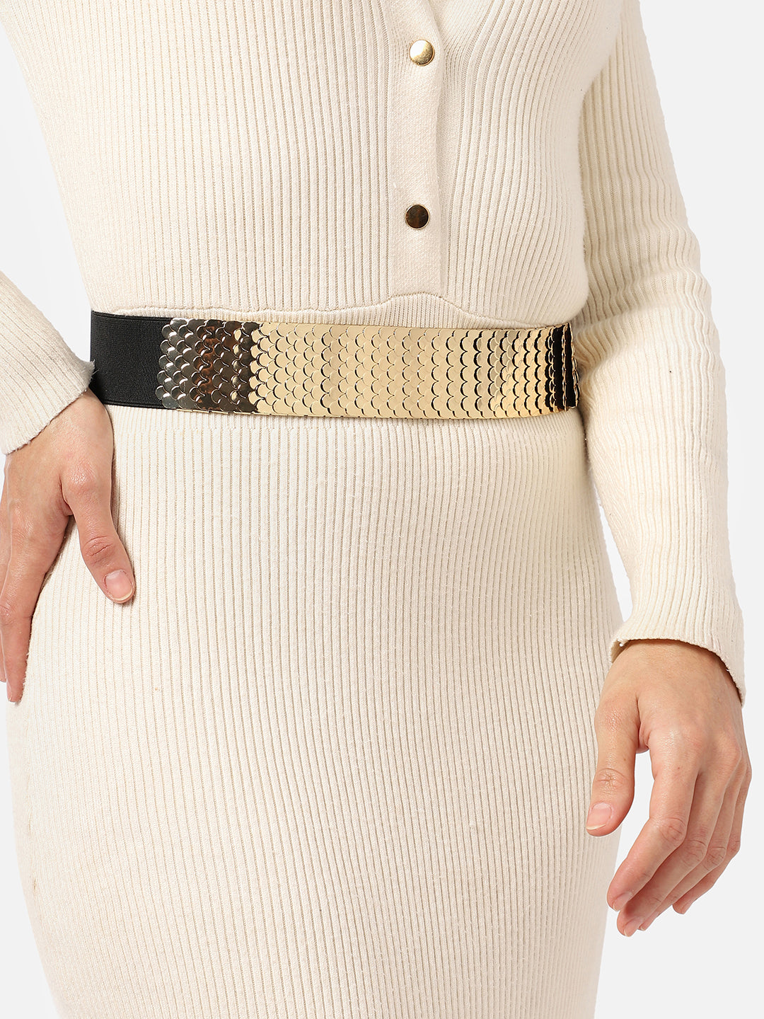 Gold Textured Waist Belt