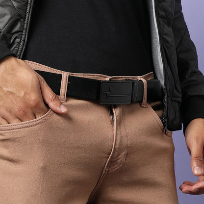 Men Black Solid Waist Belt