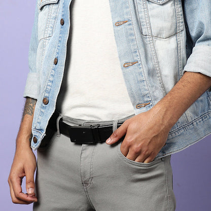 Men Black Solid Waist Belt
