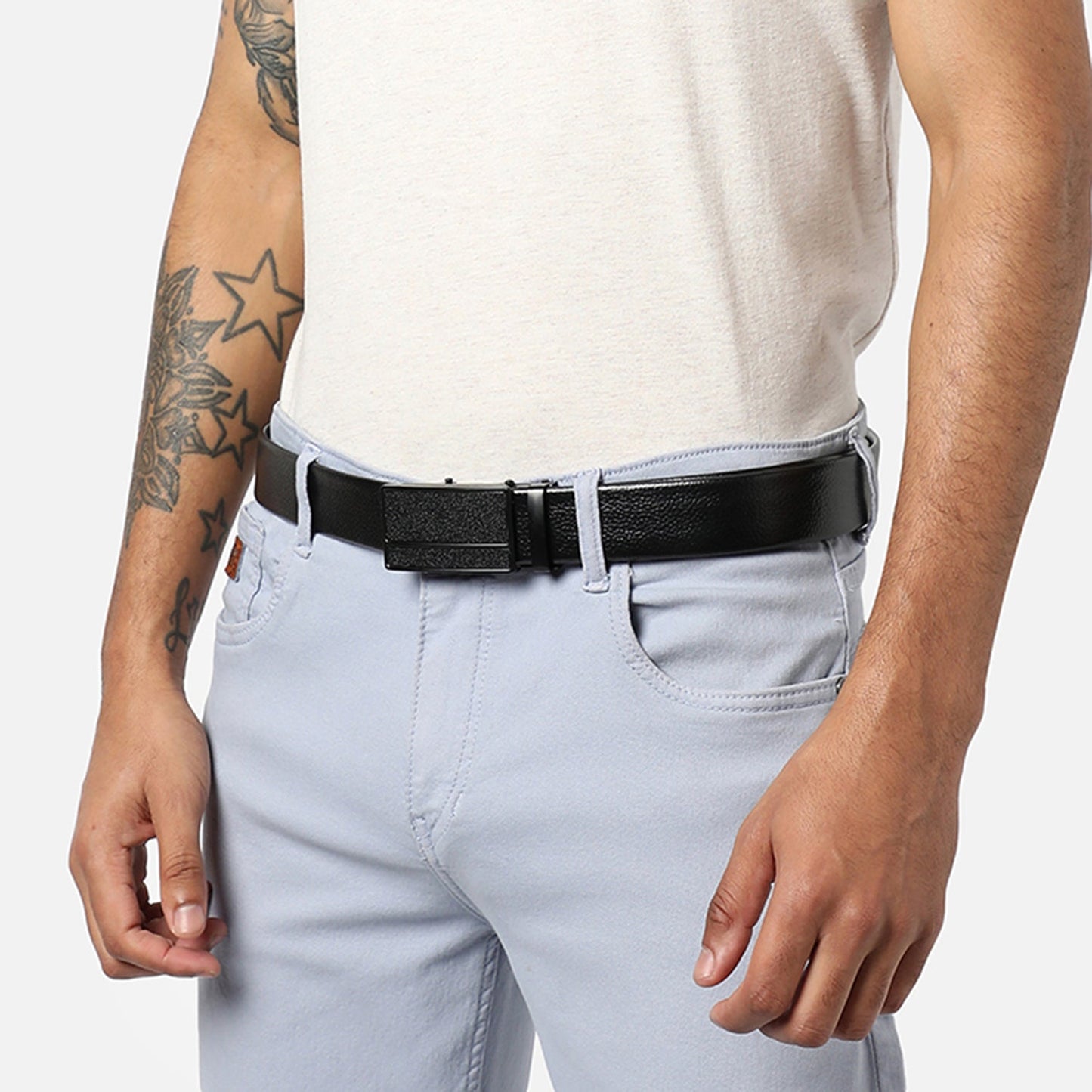 Men Black Solid Waist Belt