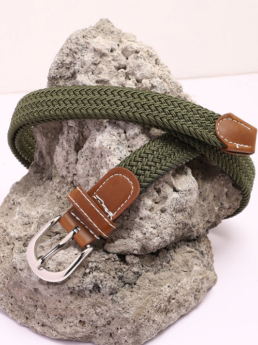 Olive Green Textured Waist Belt