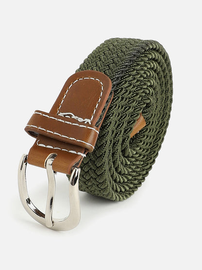 WOMEN OLIVE GREEN TEXTURED WAIST BELT