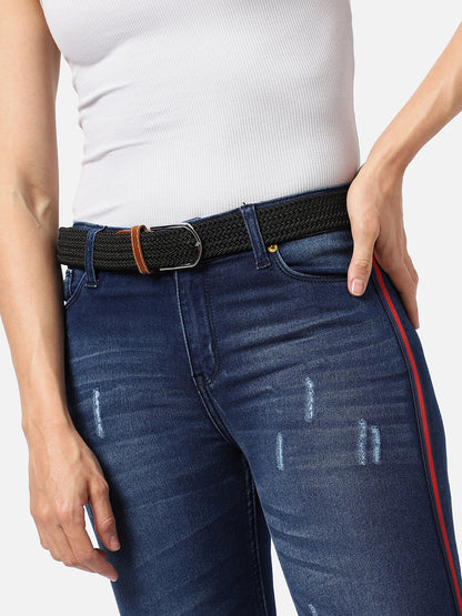 Black Textured Waist Belt
