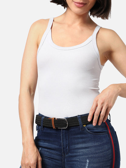 Black Textured Waist Belt