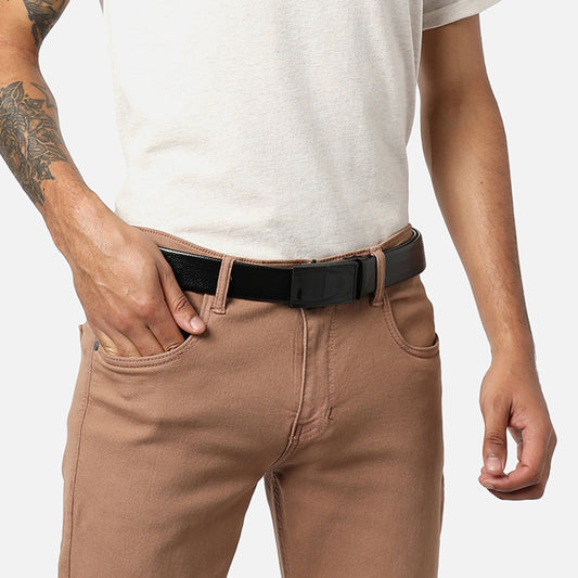Men Black Solid Waist Belt