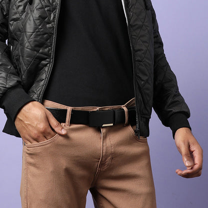 Men Black Solid Waist Belt