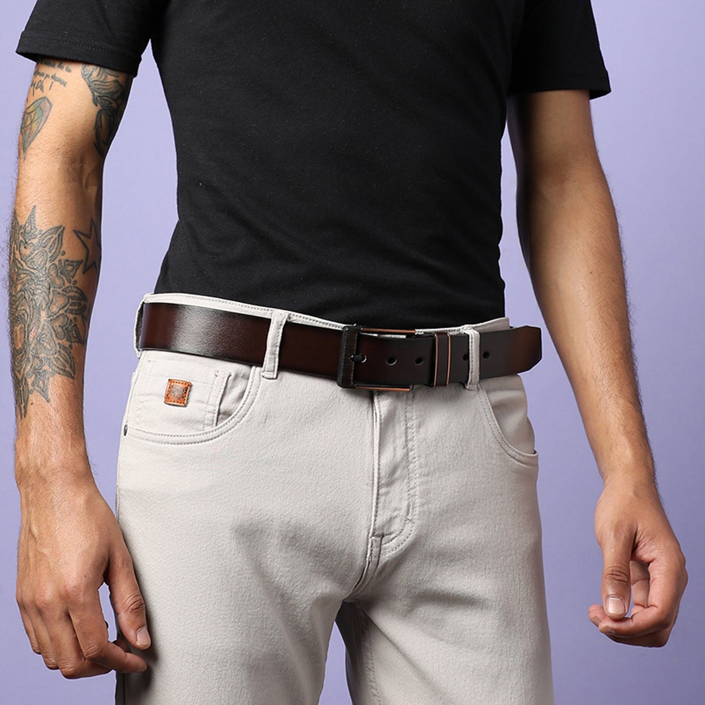 Men Brown Solid Waist Belt