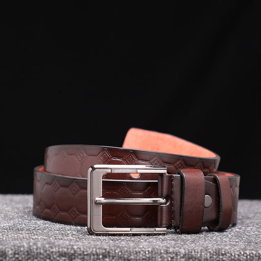 Men Brown Textured Waist Belt