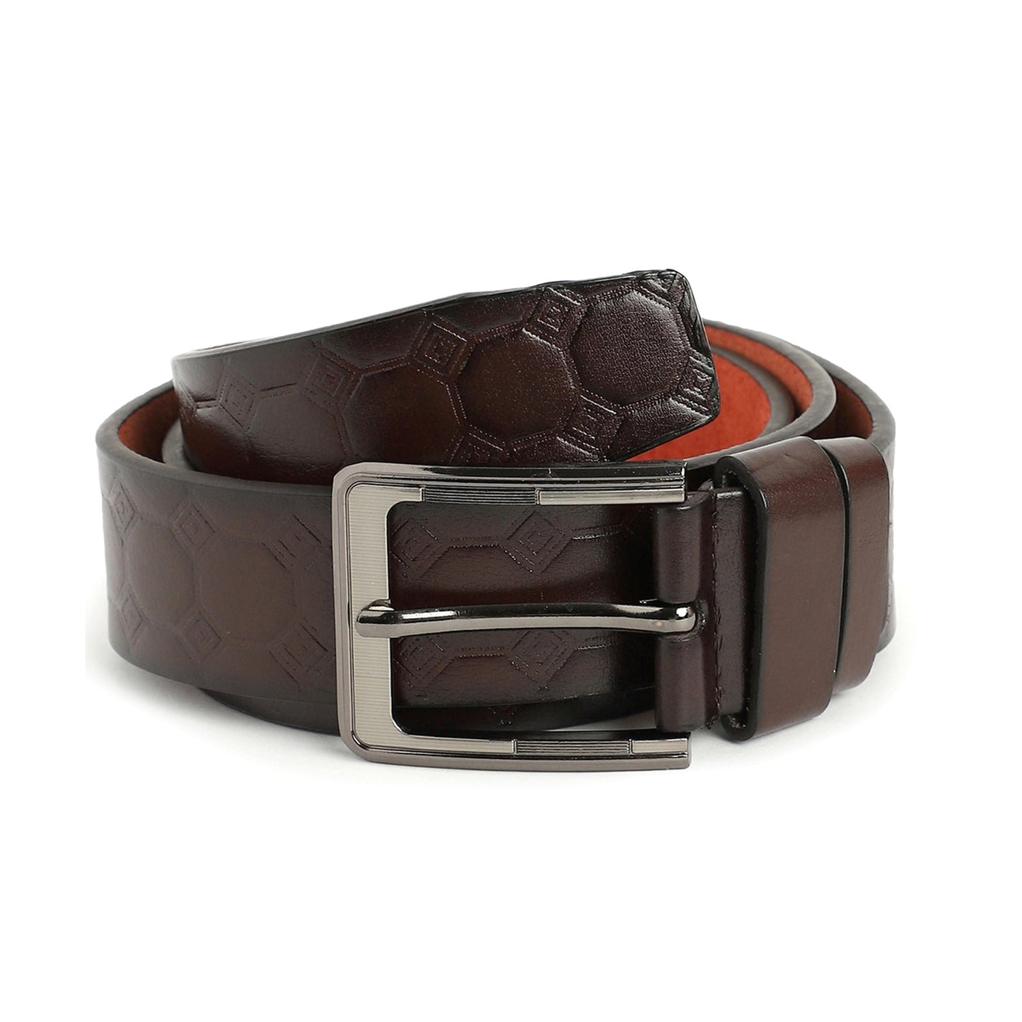 Men Brown Textured Waist Belt