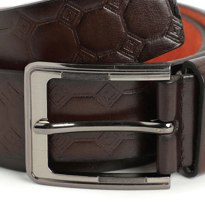 Men Brown Textured Waist Belt