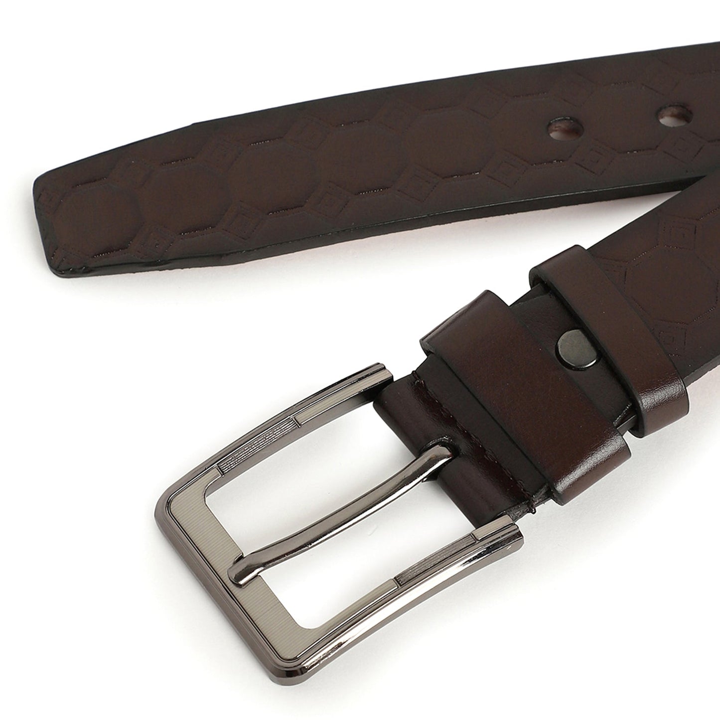 Men Brown Textured Waist Belt