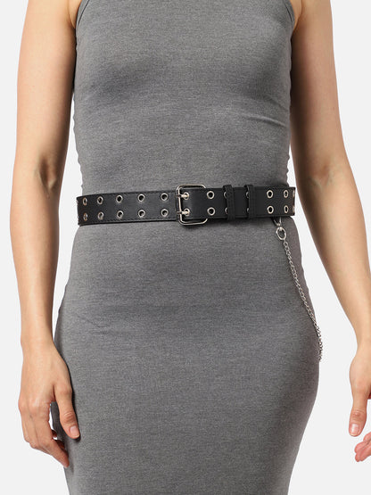 Black Solid Waist Belt